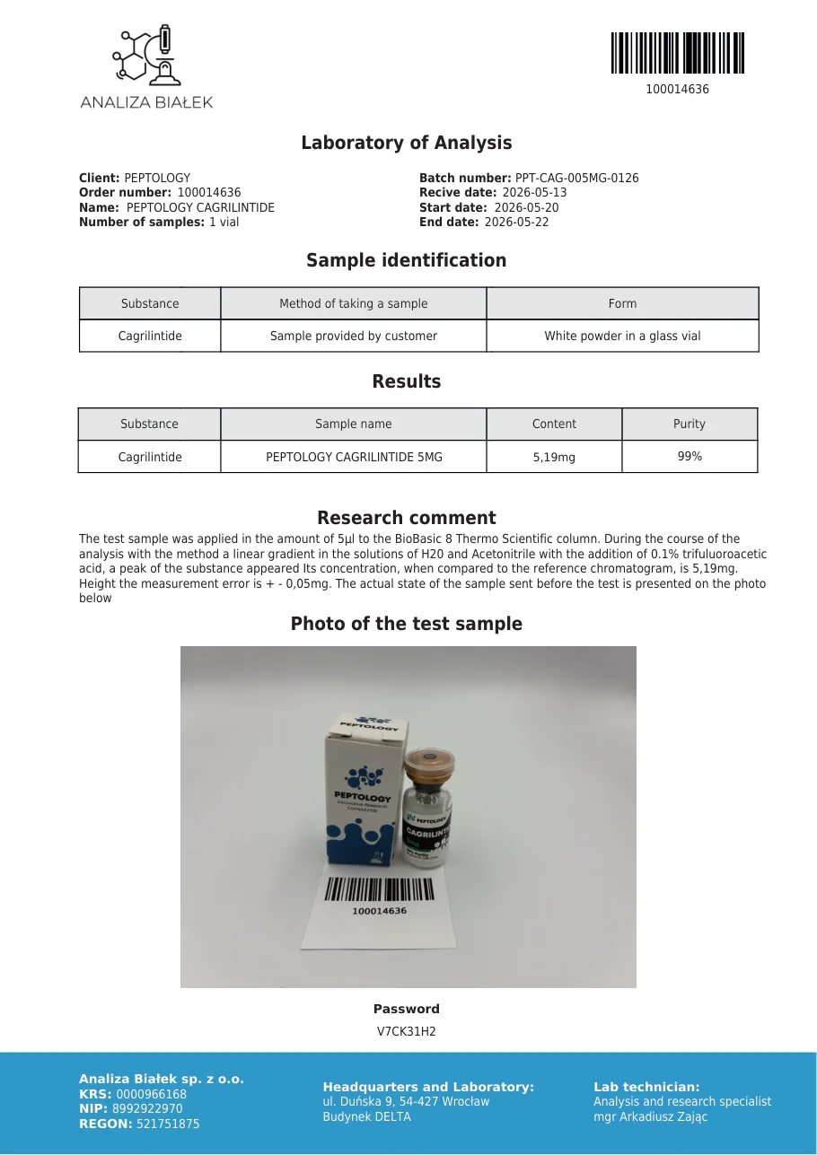 Cagrilintide 5/10 mg – μακράς δράσης ανάλογο της αμυλίνης – εικόνα 3