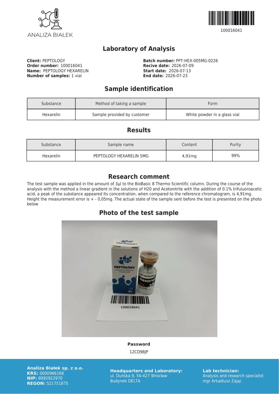 Hexarelin 5 mg – συνθετικό εξαπεπτίδιο εκκριταγωγό της GH – εικόνα 3