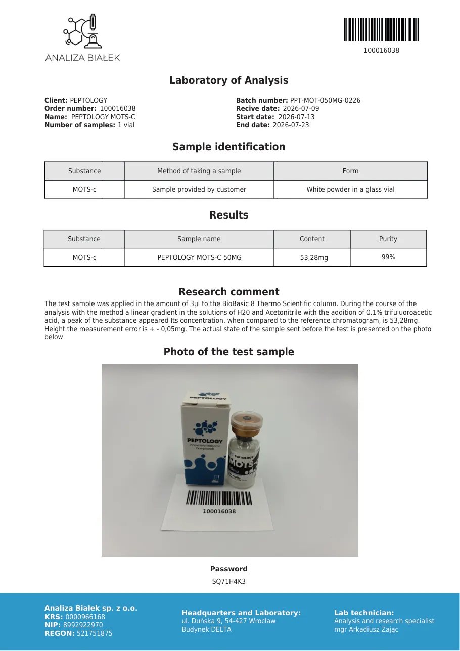 MOTS-c 10/50 mg – μιτοχονδριακό πεπτίδιο 16 αμινοξέων – εικόνα 5