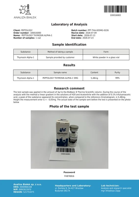 Thymosin Alpha-1 5/10 mg πεπτίδιο – εικόνα 2