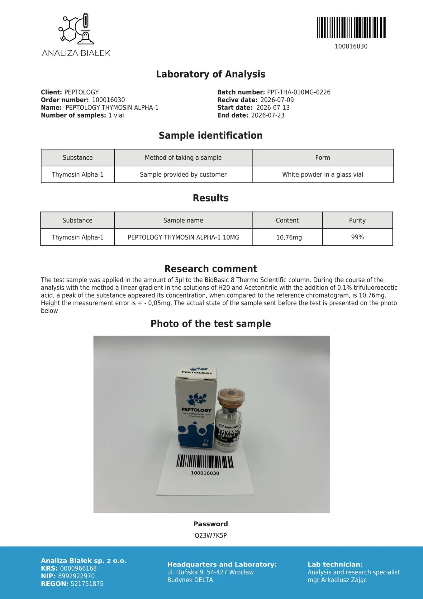 Thymosin Alpha-1 5/10 mg πεπτίδιο – εικόνα 3